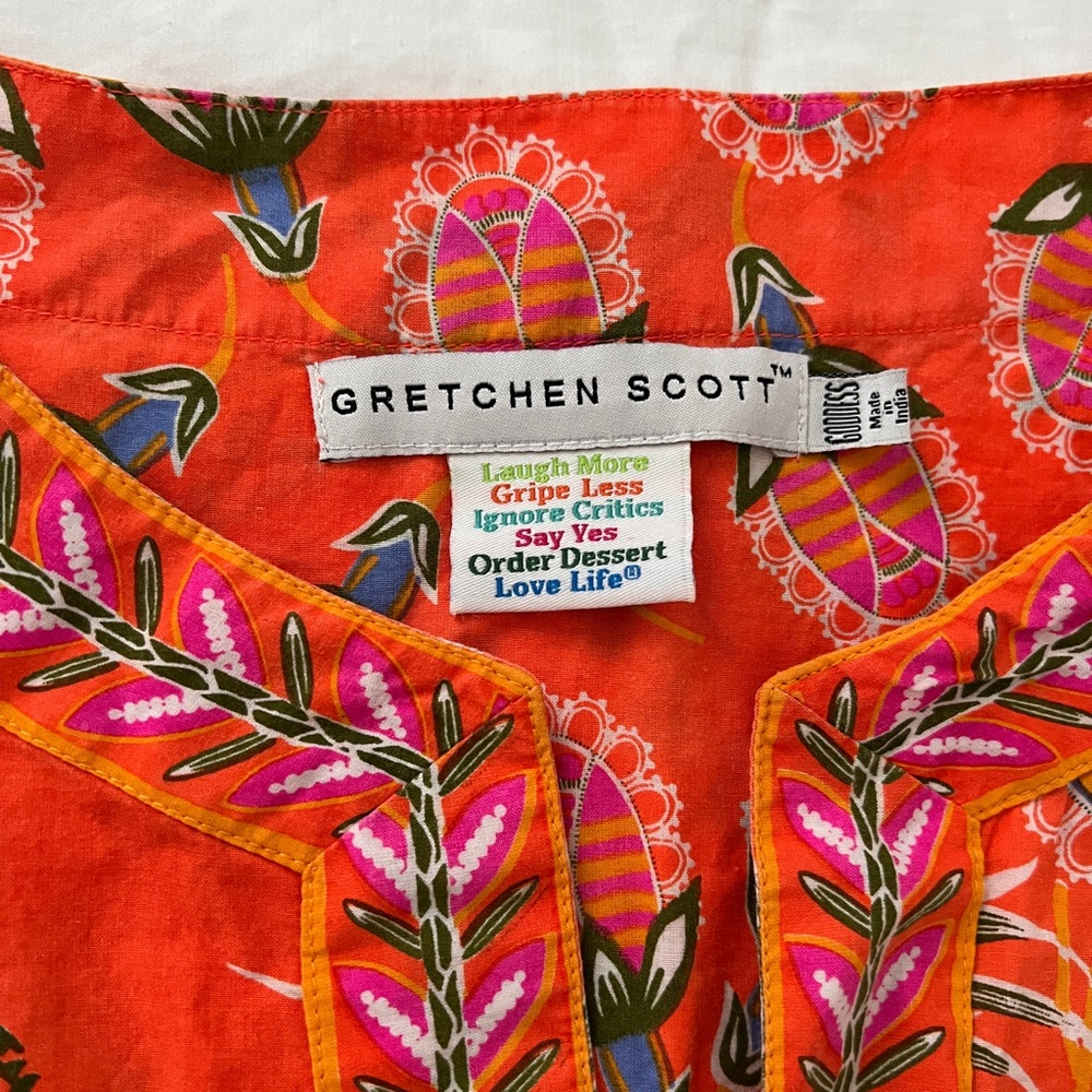 Gretchen Scott Designs Orange Floral V-Neck Tunic - Picture 6 of 9
